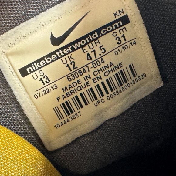 Size 13 Nike Kobe 9 Elite Inspiration Black Yellow Mens Sneakers‎ 630847-004 - Picture 10 of 12